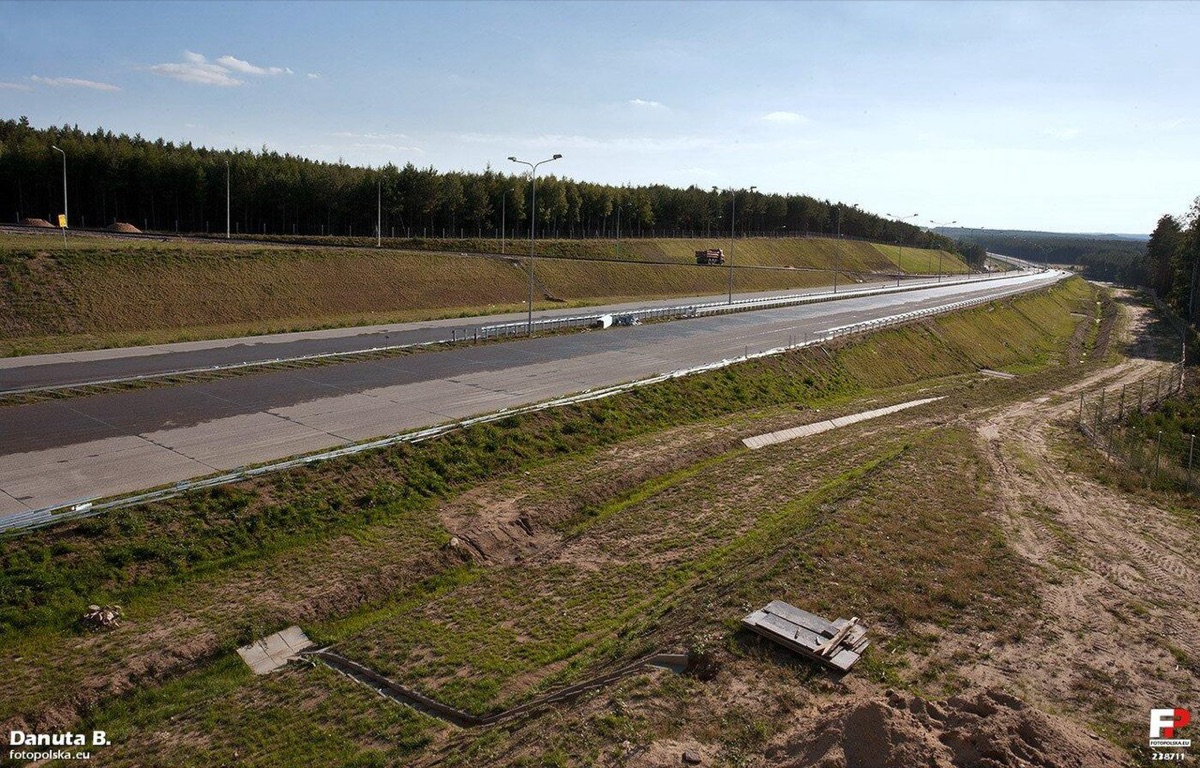 Budowa autostrady A2, widok z lotu ptaka.